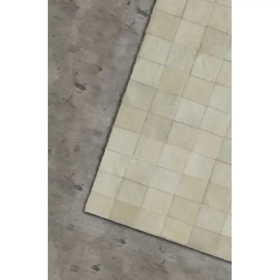 Off White Cowhide Patchwork Area Rug Photo 5