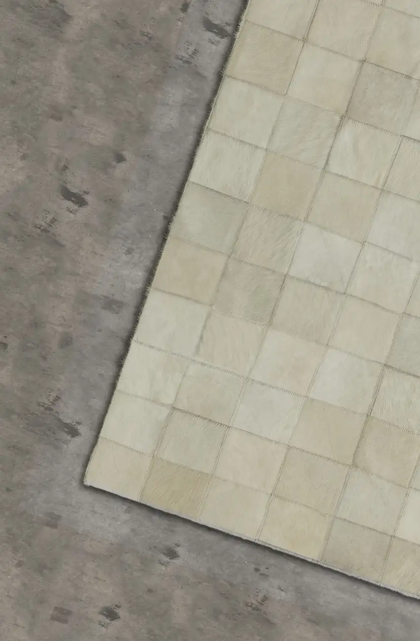 Off White Cowhide Patchwork Area Rug Photo 5