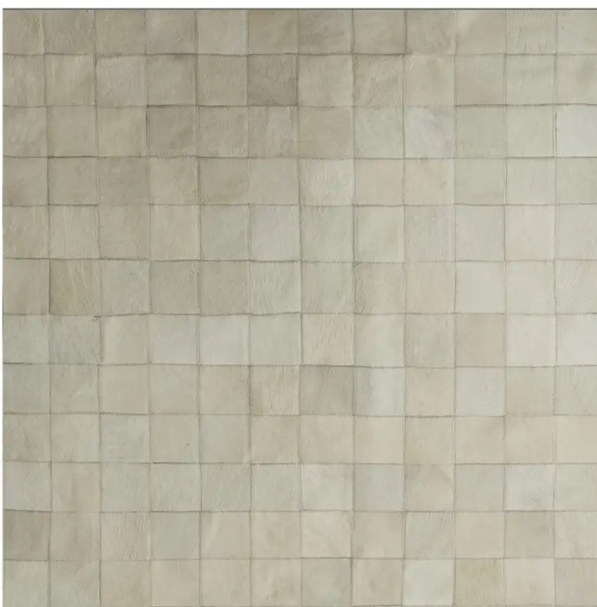 Off White Cowhide Patchwork Area Rug Photo 8