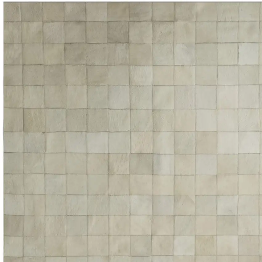 Off White Cowhide Patchwork Area Rug Photo 4