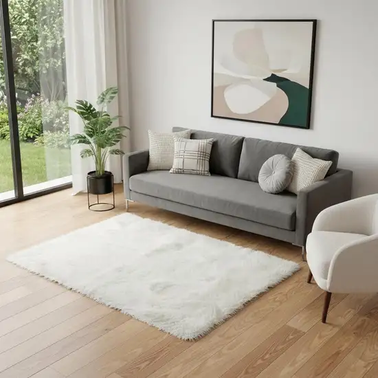 Off White Faux Fur Area Rug Photo 1