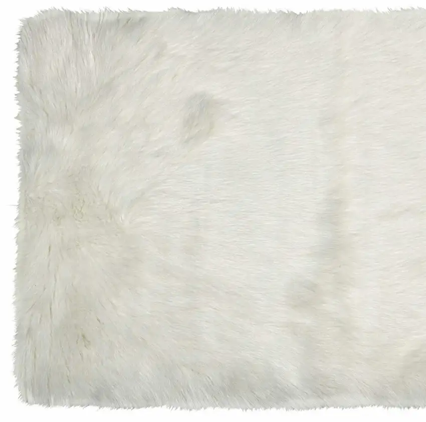 Off White Faux Fur Rectangular Area Rug Photo 5
