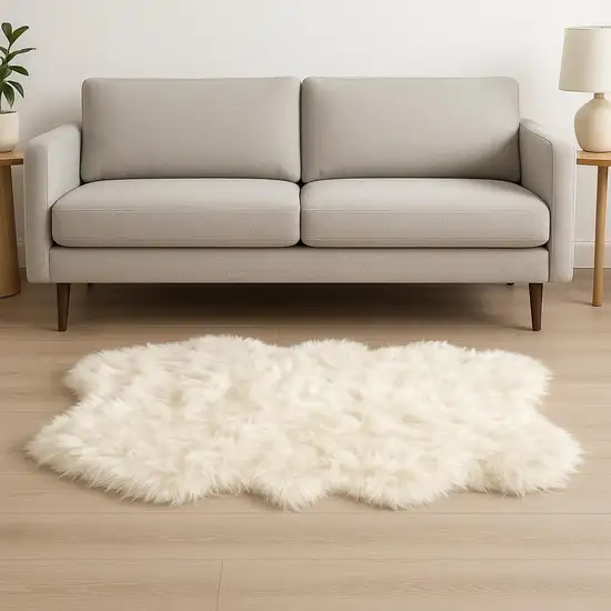 Off White Faux Sheepskin Washable Area Rug Photo 1