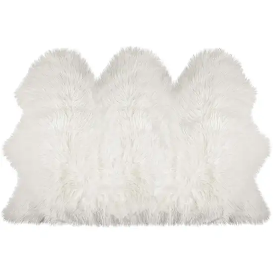 Off White Faux Sheepskin Printed Area Rug Photo 1
