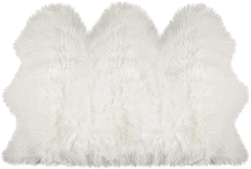 Off White Faux Sheepskin Printed Area Rug Photo 1