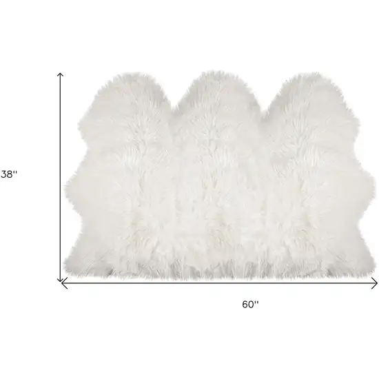 Off White Faux Sheepskin Printed Area Rug Photo 6