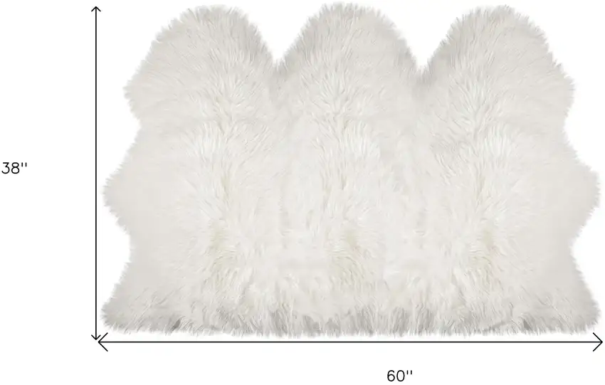 Off White Faux Sheepskin Printed Area Rug Photo 6