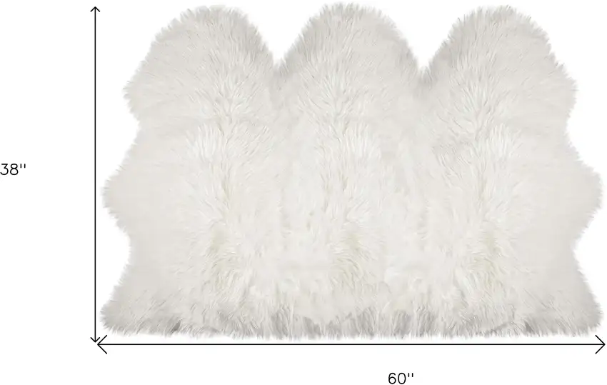Off White Faux Sheepskin Printed Area Rug Photo 6
