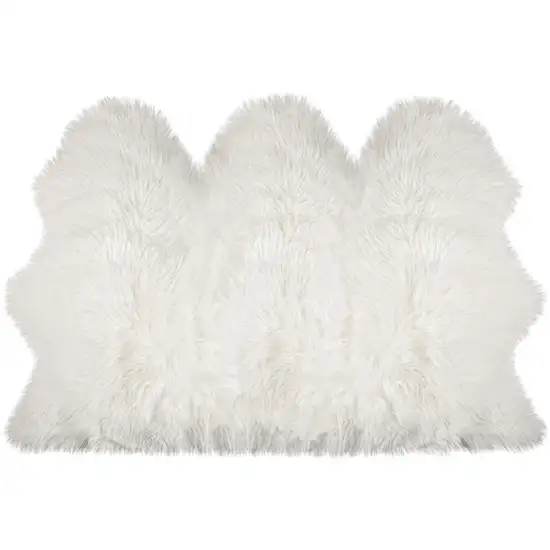 Off White Faux Sheepskin Printed Area Rug Photo 4