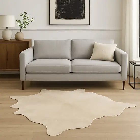 Off White Cowhide Cowhide Print Handmade Area Rug Photo 1