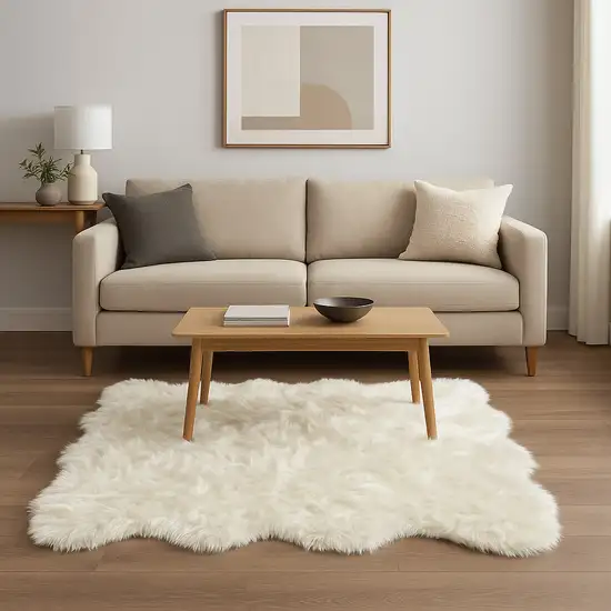 Off White Faux Fur Area Rug Photo 1