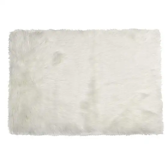 Off White Faux Fur Shag Area Rug Photo 2