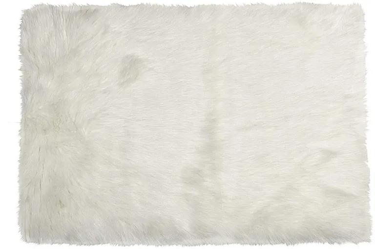Off White Rectangular Faux Fur - Area Rug Photo 5