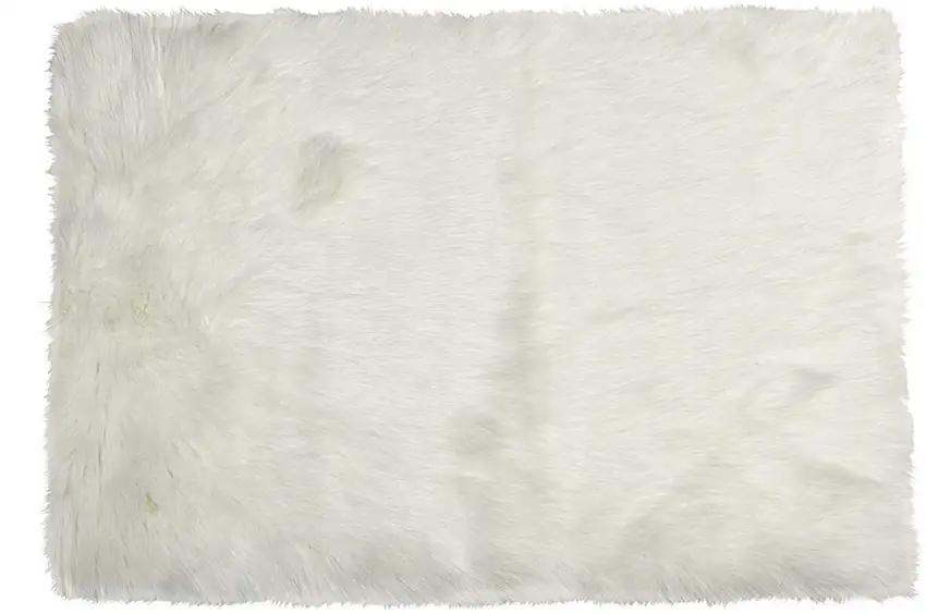 Off White Faux Fur Shag Area Rug Photo 2