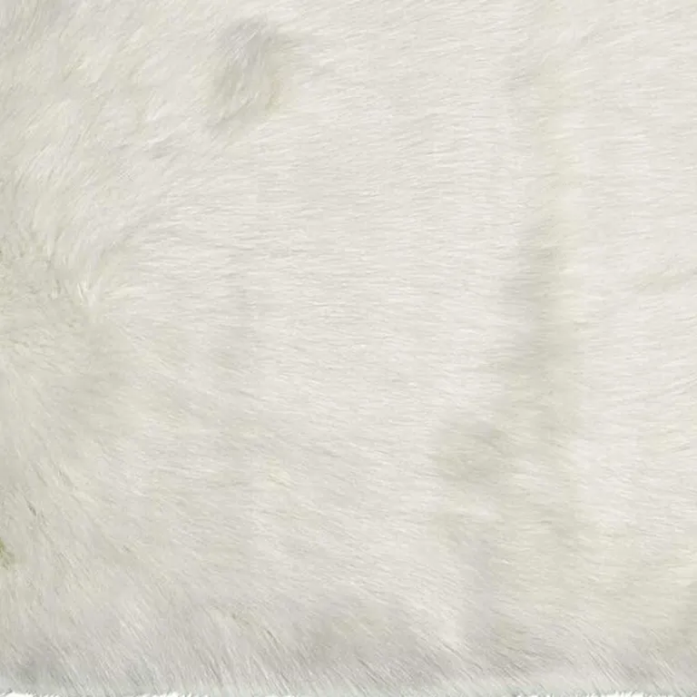 Off White Rectangular Faux Fur - Area Rug Photo 5