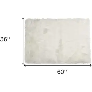 Photo of Off White Rectangular Faux Fur - Area Rug