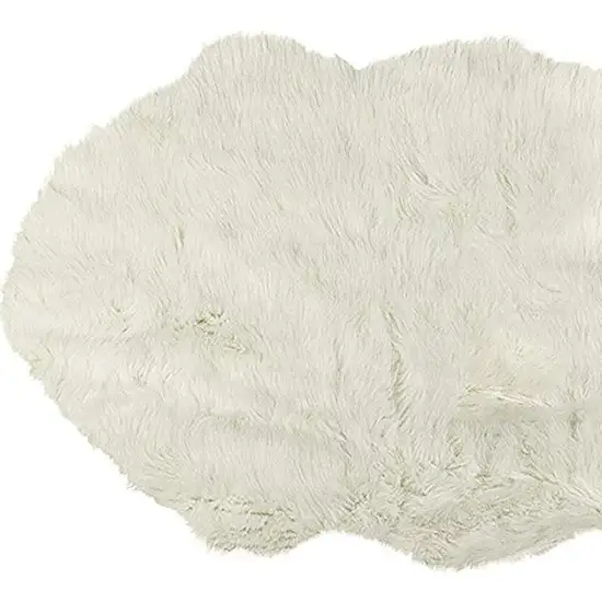 Off White Faux Sheepskin Machine Tufted Non Skid Area Rug Photo 6