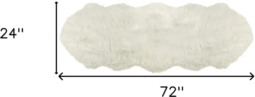 Off White Faux Sheepskin Machine Tufted Non Skid Area Rug Photo 3