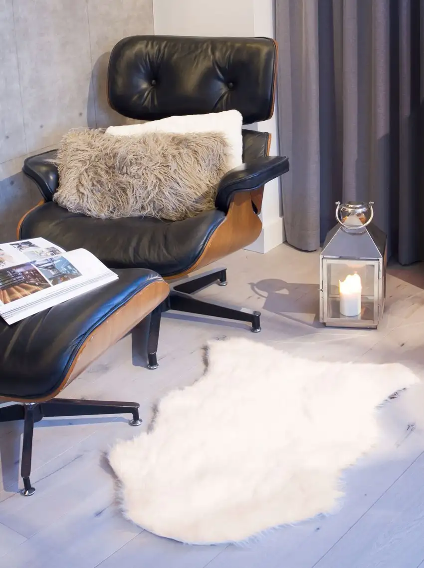 Off White Sheepskin Faux Fur Single - Area Rug Photo 4