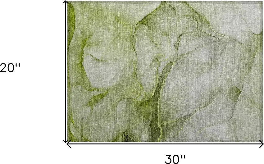 Olive Green Abstract Washable Non Skid Indoor Outdoor Area Rug Photo 3