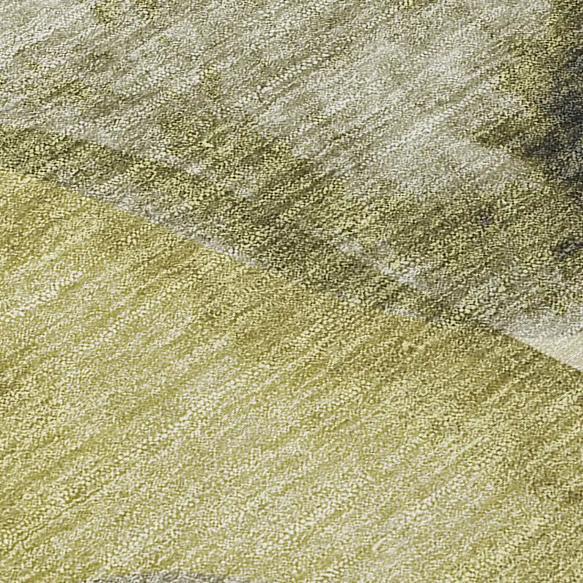 Olive Green Abstract Washable Non Skid Indoor Outdoor Area Rug Photo 6