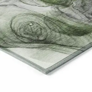 Photo of Olive Green Abstract Washable Non Skid Indoor Outdoor Area Rug
