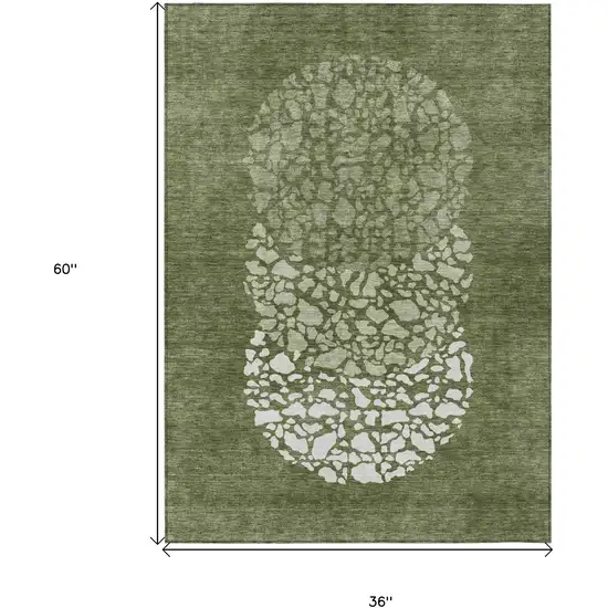 Olive Green And Artichoke Green Abstract Washable Indoor Outdoor Area Rug Photo 8