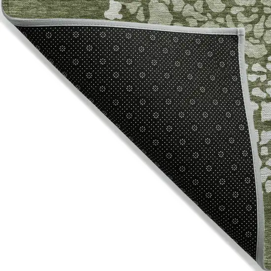 Olive Green And Artichoke Green Abstract Washable Indoor Outdoor Area Rug Photo 3