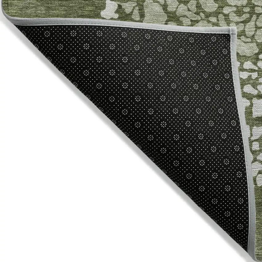 Olive Green And Artichoke Green Abstract Washable Indoor Outdoor Area Rug Photo 3