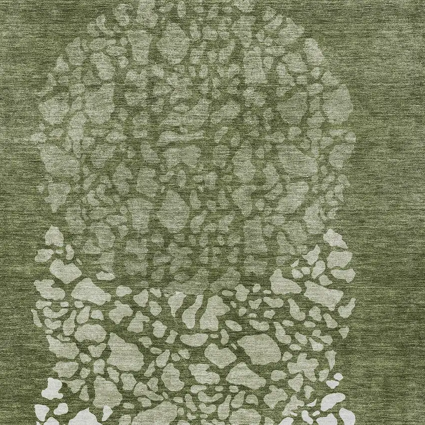 Olive Green And Artichoke Green Abstract Washable Indoor Outdoor Area Rug Photo 5
