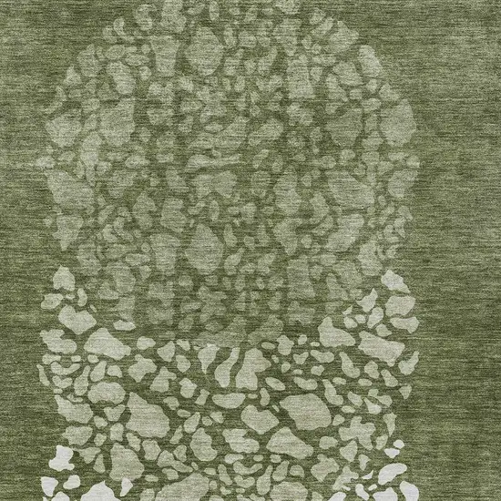 Olive Green And Artichoke Green Abstract Washable Indoor Outdoor Area Rug Photo 5