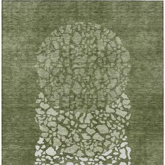 Olive Green And Artichoke Green Abstract Washable Indoor Outdoor Area Rug Photo 7