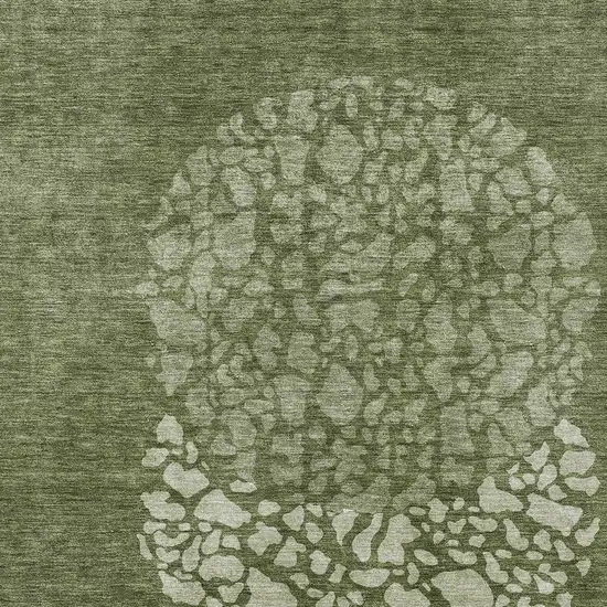 Olive Green And Artichoke Green Abstract Washable Indoor Outdoor Area Rug Photo 6