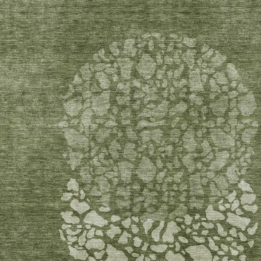 Olive Green And Artichoke Green Abstract Washable Indoor Outdoor Area Rug Photo 6