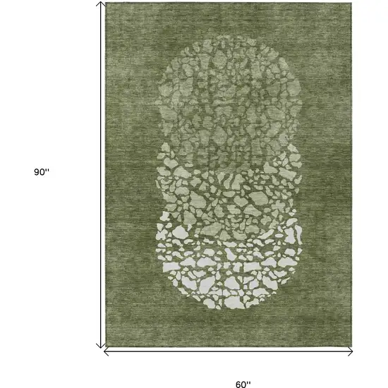 Olive Green And Artichoke Green Abstract Washable Indoor Outdoor Area Rug Photo 3