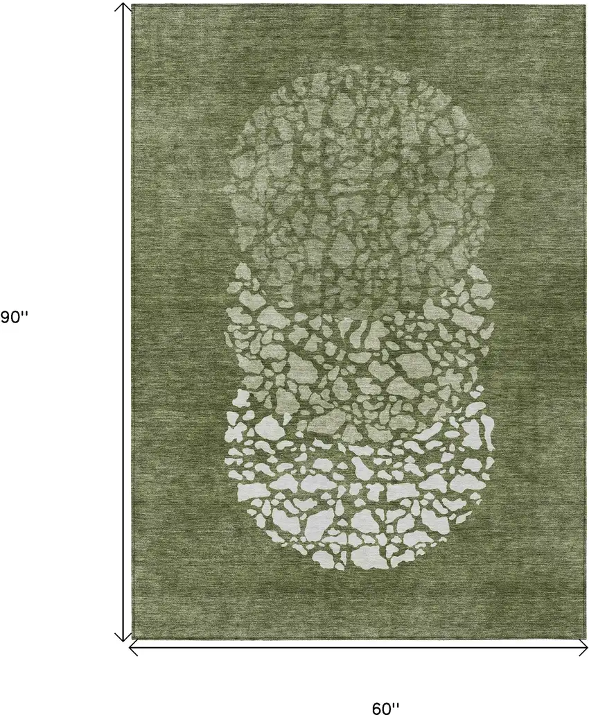 Olive Green And Artichoke Green Abstract Washable Indoor Outdoor Area Rug Photo 3
