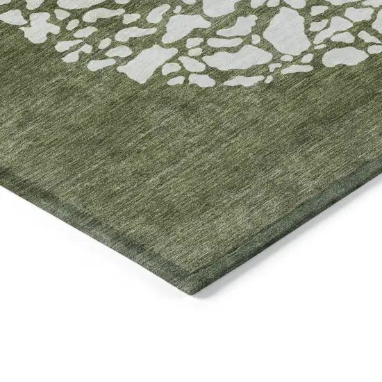 Olive Green And Artichoke Green Abstract Washable Indoor Outdoor Area Rug Photo 5