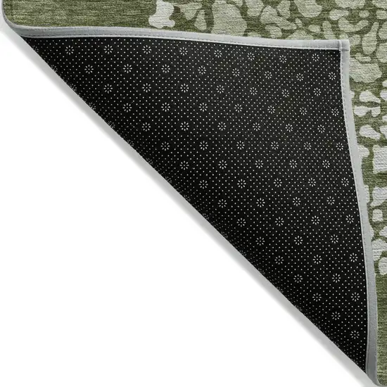 Olive Green And Artichoke Green Abstract Washable Indoor Outdoor Area Rug Photo 5