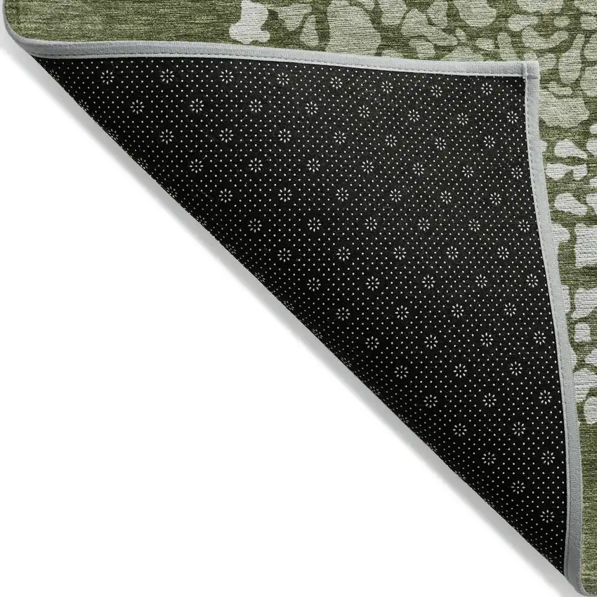 Olive Green And Artichoke Green Abstract Washable Indoor Outdoor Area Rug Photo 5