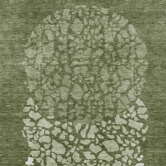 Olive Green And Artichoke Green Abstract Washable Indoor Outdoor Area Rug Photo 7