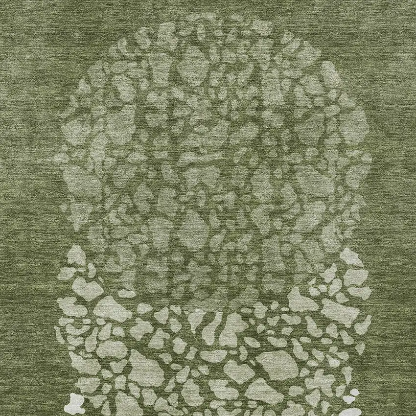 Olive Green And Artichoke Green Abstract Washable Indoor Outdoor Area Rug Photo 7