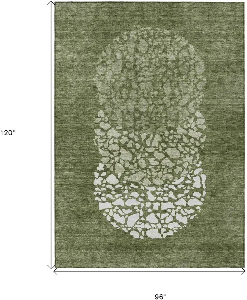 Olive Green And Artichoke Green Abstract Washable Indoor Outdoor Area Rug Photo 3