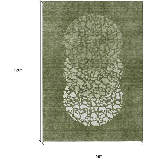 Olive Green And Artichoke Green Abstract Washable Indoor Outdoor Area Rug Photo 3