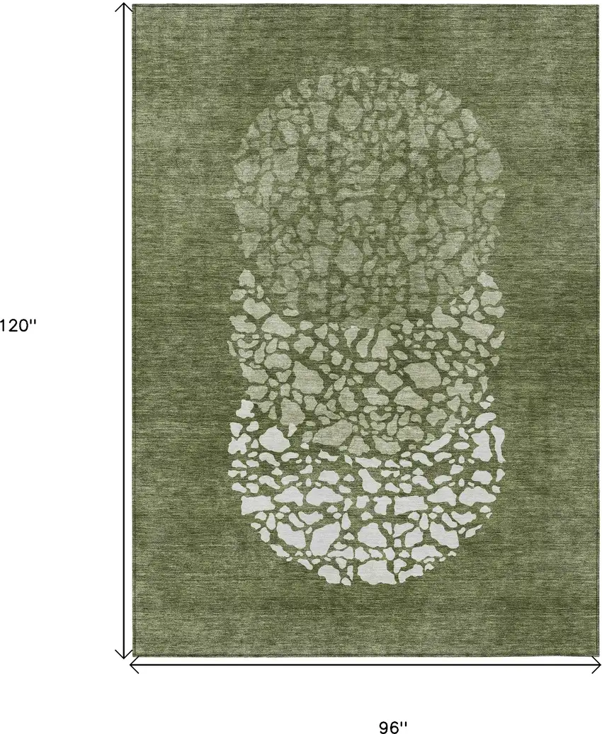 Olive Green And Artichoke Green Abstract Washable Indoor Outdoor Area Rug Photo 3