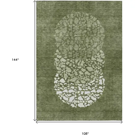 Olive Green And Artichoke Green Abstract Washable Indoor Outdoor Area Rug Photo 3
