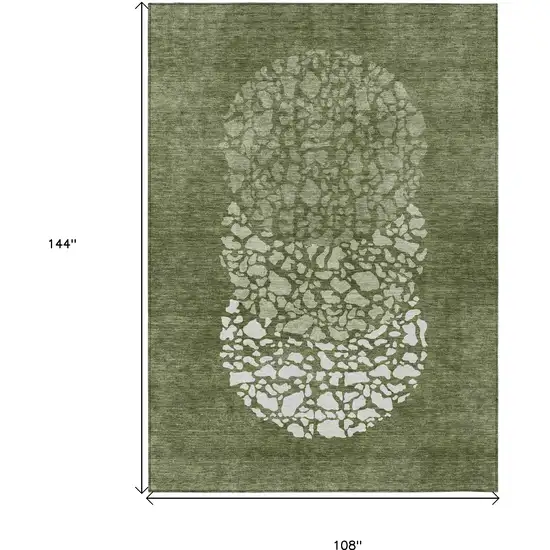 Olive Green And Artichoke Green Abstract Washable Indoor Outdoor Area Rug Photo 3