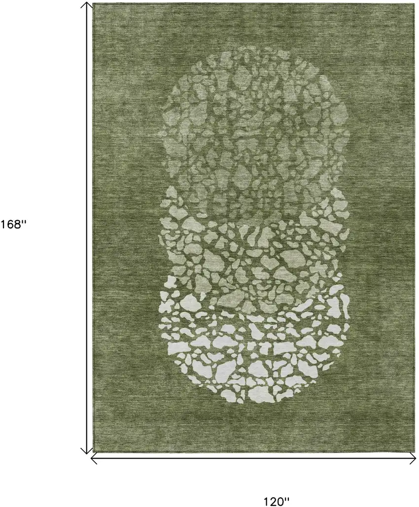 Olive Green And Artichoke Green Abstract Washable Indoor Outdoor Area Rug Photo 3