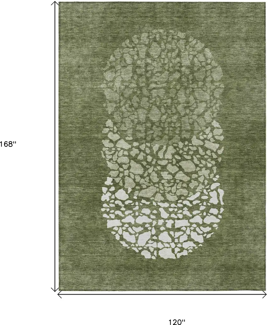 Olive Green And Artichoke Green Abstract Washable Indoor Outdoor Area Rug Photo 3