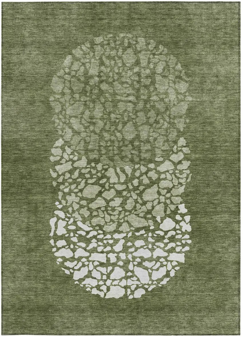 Olive Green And Artichoke Green Abstract Washable Indoor Outdoor Area Rug Photo 4