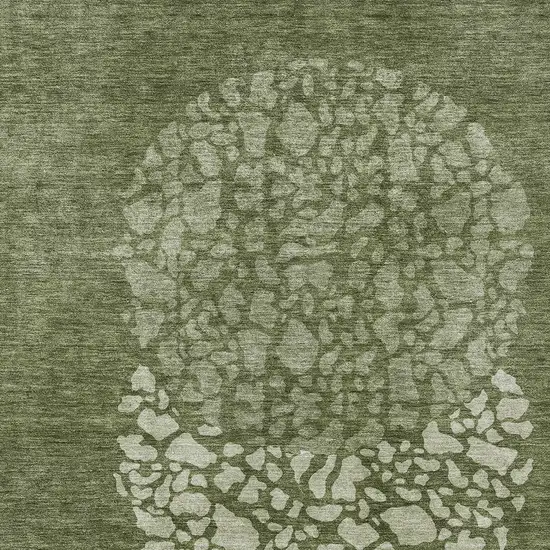Olive Green And Artichoke Green Abstract Washable Indoor Outdoor Area Rug Photo 7